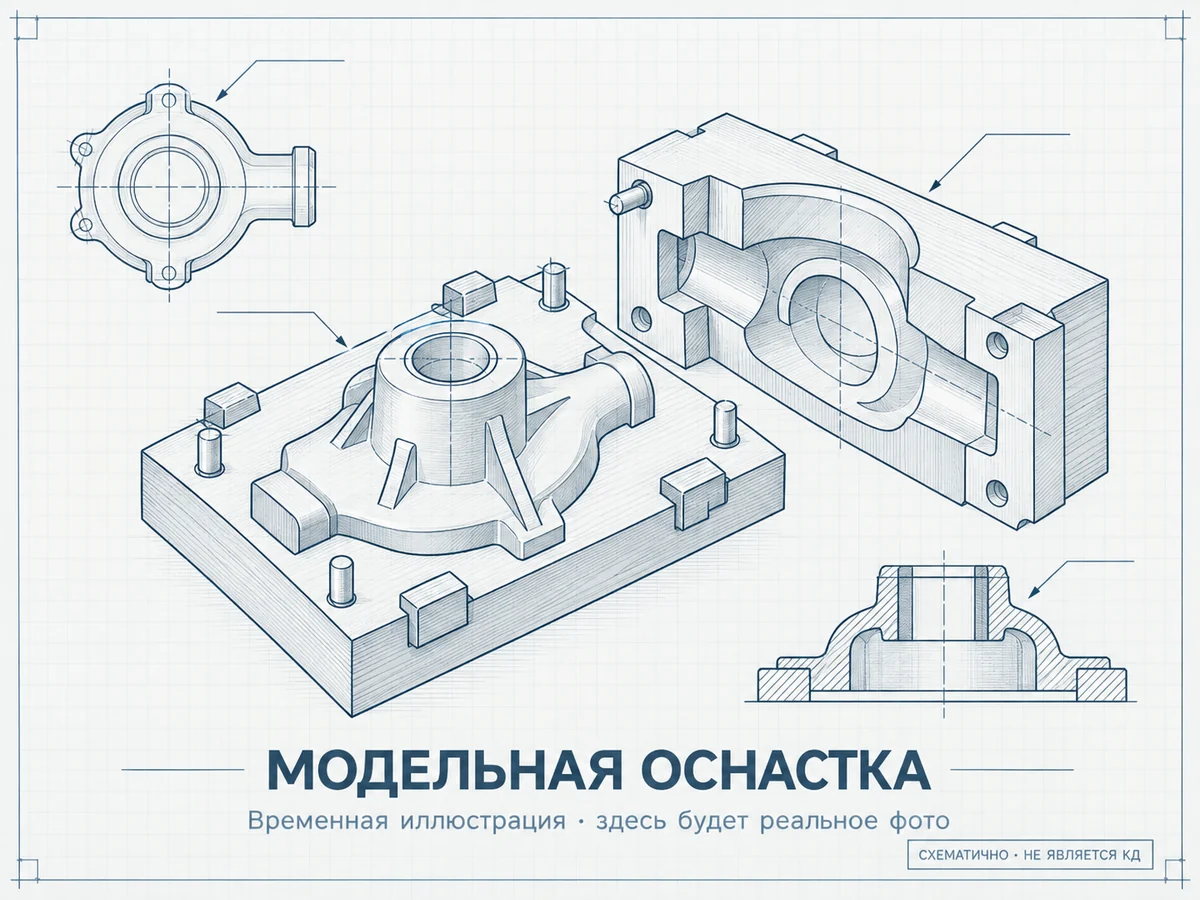 Схематичная иллюстрация: модельная оснастка, временная заглушка