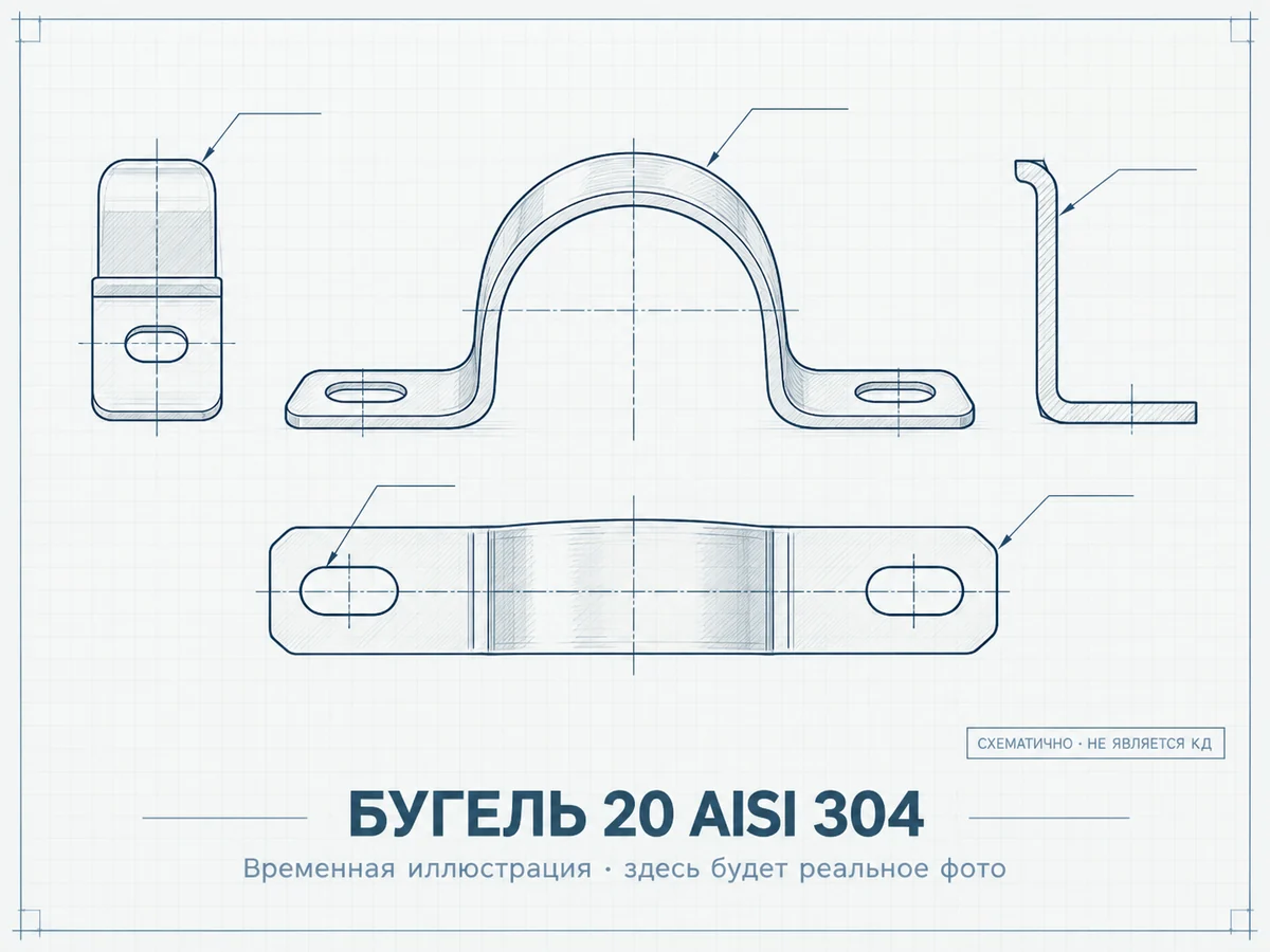 Схематичная иллюстрация: бугель 20 AISI 304, временная заглушка